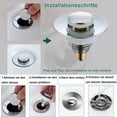 thumbnail image 4 of Tapón de drenaje emergente, núcleo de rebote de acero inoxidable universal, tipo empuje, 4 of 7