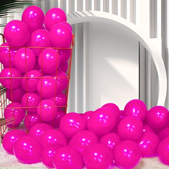 Globos de látex rosa intenso Firomi de 5" - paquete de 100 con cintas