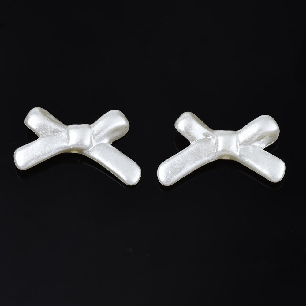500gs Acrylic Imitation Pearl Beads High Luster Bowknot Creamy White 20.5x32.5x6mm Hole: 1.8mm about 390pcs/500g