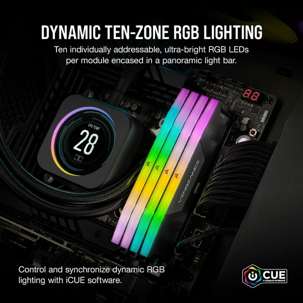 RAM Corsair Vengeance RGB DDR5 32GB (2x16GB) 6000MHz CL30 - Walmart.ca