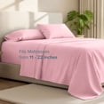thumbnail image 3 of Bare Home 22" Extra Deep Pocket Sheet Set - Premium 1800 Collection - Ultra-Soft - Queen, Light Pink, 3 of 9