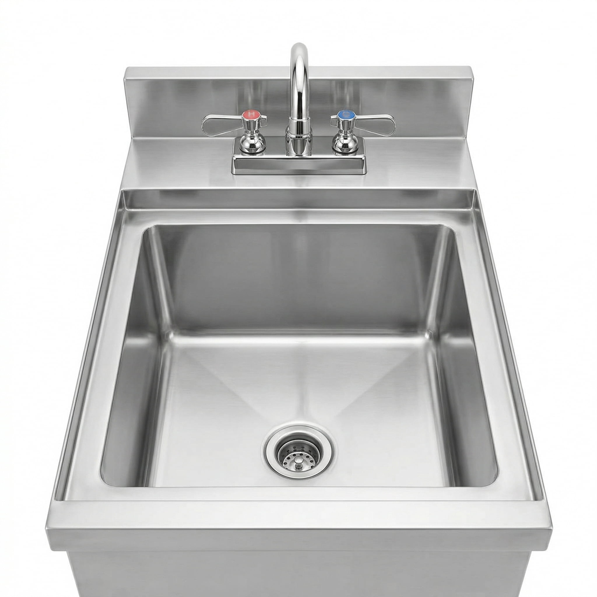 AmGood Commercial Underbar Hand Sink 22.5 in. x 15 in. x 30 in. Stainless Steel with Backsplash Faucet Included NSF, Single Bowl Bar Prep Sink