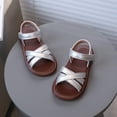 thumbnail image 5 of TOWED22 Girls Strap Sandals Open Toe Outdoor Flats with Hook and Loop Kid Summer Shoes for Girls（Silver,12.5）, 5 of 9