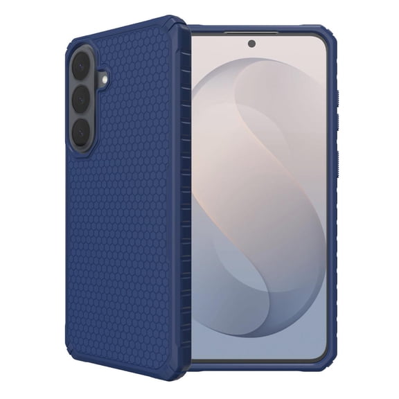 onn Honeycomb Dual-Layer Phone Case for Samsung Galaxy S26 FE / S25 FE - Navy Blue