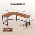 thumbnail image 3 of 66.93 Inch L-Shaped Desk for Home Office, Corner Computer Desk for Workstations, Gaming Desk with Tower Shelf and Hooks,Rustic Brown, 3 of 8