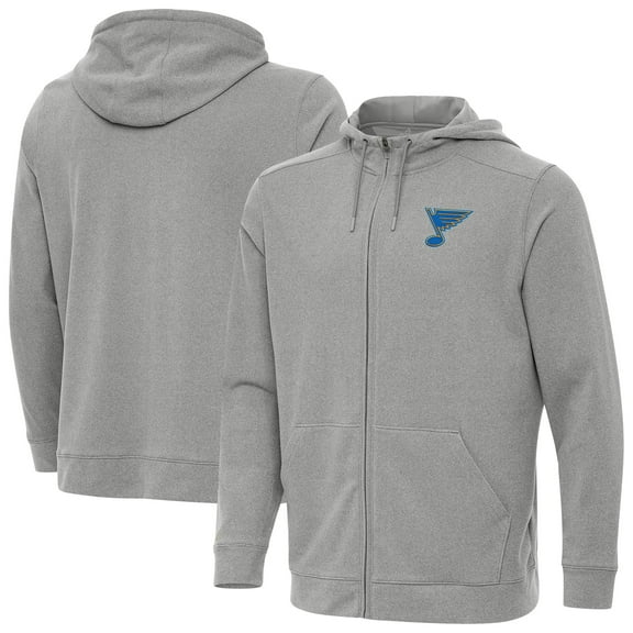Men's Antigua Heather Gray St. Louis Blues Effortless Full-Zip Hoodie