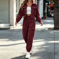 thumbnail image 3 of Iyufng Matching Sets for Women Button Down Cropped Jacket and Elastic Waist Jogger Cargo Pants 2 Piece Casual Corduroy Outfit Set, 3 of 6
