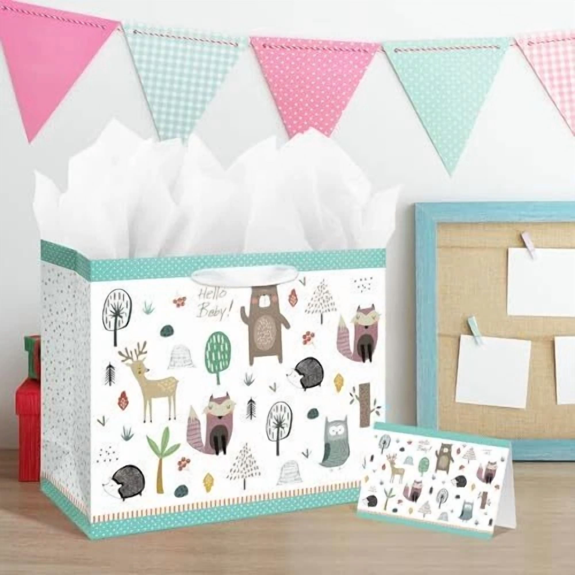 BUTTERFLY- 13" Large Baby Gift Bag With Card And Tissue Paper For Baby Shower,Kids