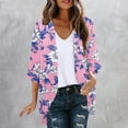 thumbnail image 2 of ZQUUVOU Women's Kimono Swimsuit Coverups 3/4 Sleeve Casual Boho Printed Cardigan Open Front Lightweight Summer Sun Protective Hot Pink, 2 of 5