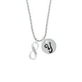 thumbnail image 2 of Delight Jewelry Silvertone Dance Infinity Sign Silvertone Script Initial Disc - Y - Charm Necklace, 20"+3", 2 of 4