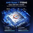 thumbnail image 2 of 15.6" IPS FHD-Gaming-Laptop, AMD 8 Cores Ryzen 7 7735HS 32GB DDR5 RAM 1TB SSD (Beats i7-12650H Up to 4.75GHz) AMD Radeon 680M GPU-Computer with 100W Type-C Backlit Keyboard Fingerprint, 2 of 7