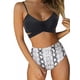 thumbnail image 2 of Sunloudy - Traje de baño de dos piezas para mujer, tops de bikini con tirantes finos de color sólido + bragas de bikini con estampado de leopardo Sunloudy S M L XL XXL, 2 of 7