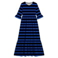 thumbnail image 4 of ITSAME Girls Striped Maxi Dress Ruffle Short Sleeve Round Neck Loose Fit Summer Comfy Casual A-Line Dress Blue Size 8, 4 of 7