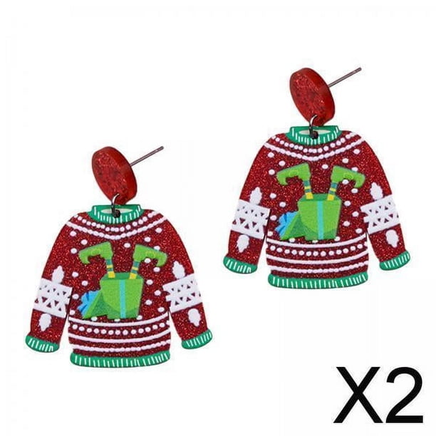 Pendientes Colgantes de Navidad Yinane 2 Piezas Acrílico Metal