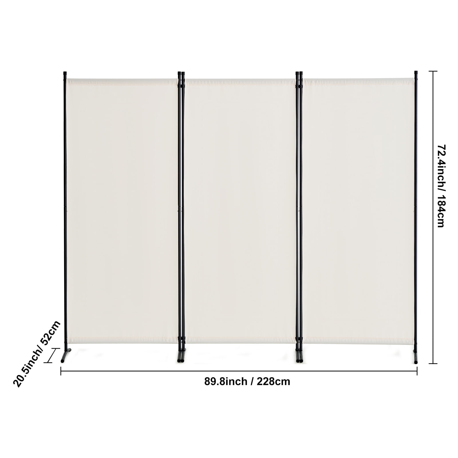 VEVOR Room Divider, 3 Panel Room Dividers and Folding Privacy Screens , Fabric Partition Room Dividers for Office, Bedroom, Dining Room, Study, Freestanding, White
