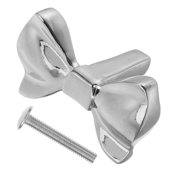 Bow Dresser Knob Decorative Drawer Pull Unique Cabinet Knob Bowknot Style Handles for Dresser Silver Knobs for Cabinets Furniture Hardware Decorative Knobs for Dresser