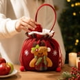 thumbnail image 6 of Festive Gift Bags Reusable Drawstring Gift Sacks with Handle Reindeer Holiday Xmas Party Favor Wrapping Bags for Candy Cookies Small Toys Stocking Stuffers, Set of 1, Cloth, 6 of 7