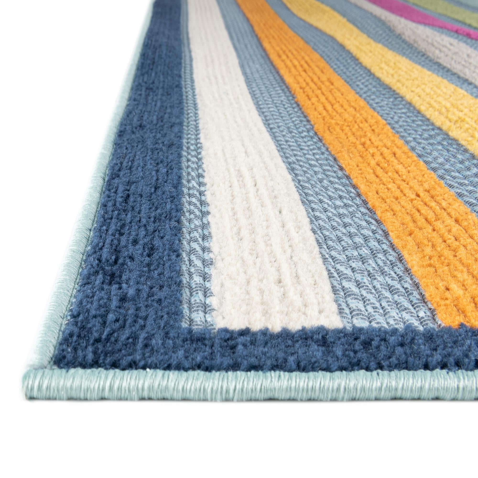 Rugs.com Aruba Outdoor Collection Rug – 2' x 3' Blue Low-Pile Rug Perfect For Any Outdoor Space, Entryways, Kitchens, Breakfast Nooks, Accent Pieces