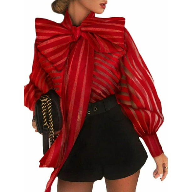 sheer blouse with bow