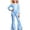 Sky Blue, variant on Krdevn Kids Shiny Stretch Jumpsuit, Long Sleeve Round Neck Flare Bell Bottom Dancewear for Boys Girls Stage Performance,Purple