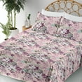thumbnail image 3 of Ambesonne Flowers Vintage Fitted & Flat Sheet with Shams 4 Pcs Set, Romantic Floral, King, Laurel Green and Eggplant, 3 of 5