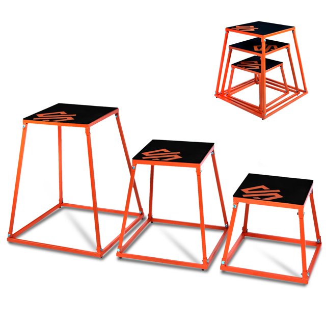 SQUATZ 3 Pcs Plyometric Platform Box - Small, Medium, Large Sized Platform Boxes Covered with Anti-Skid Rubber for Home Gym Training, Comes with 3 Platform Boxes - Firm, Durable, and Stable Frame