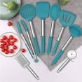 thumbnail image 7 of 17 pcs Silicone Cooking Utensils Set with Holder,Nonstick Heat Resistant Stainless Steel Handle,Blue, 7 of 7