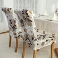 thumbnail image 4 of Chair Covers for Dining Chairs Set of 6,Beige Floral Stretch Dining Room Chair Cover Kitchen Parsons Chair Slipcovers (Pack of 6, Beige+Floral), 4 of 6