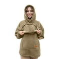 thumbnail image 3 of HOWPAY Cat Hoodie Women Pet Carrier Hoodies with Dog Pouch Warm Pullover Long Sleeve Zipper Kangaroo Pocket Cozy Comfy Sweatshirt Beige L, 3 of 9