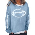 thumbnail image 1 of snowsong Chandail en Molleton pour Femmes, Hauts de Sortie, Mode Décontractée, Imprimé Rugby, Col Rond, Manches Longues, T-Shirt à Capuche, Hauts pour Femmes, Automne 2023, Bleu m, 1 of 3