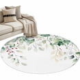 thumbnail image 2 of Eucalyptus Leaves Round Rugs 3ft, Spring Botanical Pastoral Watercolor Non Slip Washable Rug Runner, Low Pile Indoor Floor Carpet Mat Bathroom Rugs for Living Room, Bedroom, Kids Room, 2 of 9
