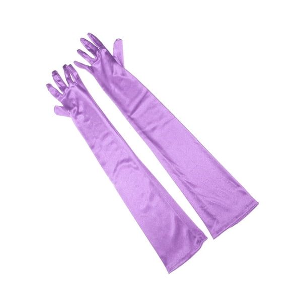 Sonducket 1 par de guantes de tela reutilizables de repuesto transpirables de Color sólido lavables de manga larga Cosplay guantes de boda para niñas Disfraces de disfraces Púrpura claro Sonducket AP013260-14
