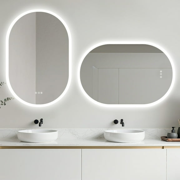 LUVODI Oval LED Bathroom Mirror with Backlight 3 Colors Illuminated Wall Mounted Vanity Mirror