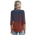 thumbnail image 6 of TEMOFON Womens 3/4 Length Sleeve Blouses Summer Casual V Neck Pleated Front Womens Tops Boho Print Tunic Tops M, 6 of 7