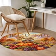 thumbnail image 4 of Round Rugs 4Ft, Hello Fall Round Area Rug Washable Indoor Throw Carpet, Scarecrow Pumpkins Harvest Thanksgiving Soft Non Slip Circle Rug for Kitchen Nursery Room Home Decor Aesthetic, 4 of 8
