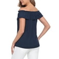 thumbnail image 6 of HDE Women's Off Shoulder Top Convertible Ruffle Blouse Tops Navy Blue - XXL, 6 of 7