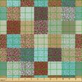 thumbnail image 2 of Ambesonne Teal and Brown Fabric by the Yard Upholstery, Sun Motif in Squares, 10 Yards, Ruby Pastel Brown Blue, 2 of 5