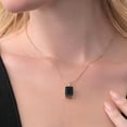 thumbnail image 3 of Gem Stone King 18K Yellow Gold Plated Silver Black Onyx and White Diamond Pendant Necklace for Women (5.02 Cttw, Gemstone December Birthstone, Emerald Cut 14X10MM, with 18 inch Silver Chain), 3 of 3