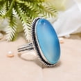 thumbnail image 2 of Chalcedony - Brazil 925 Sterling Silver Ring, 25X13 mm Oval Gemstone Ring, Blue Ring, Christmas Gift, Unique Jewelry Ring, Adjustable Ring V12579R2213, 2 of 8