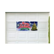 Merry Christmas Magnetic 21" x 47" Garage Banner For Steel Garage Doors