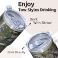 thumbnail image 4 of 20oz Stainless Steel Travel Tumbler with Handle & Straw, Geometric Textured Design, Double Wall Insulated Leak-Proof, 4 of 5