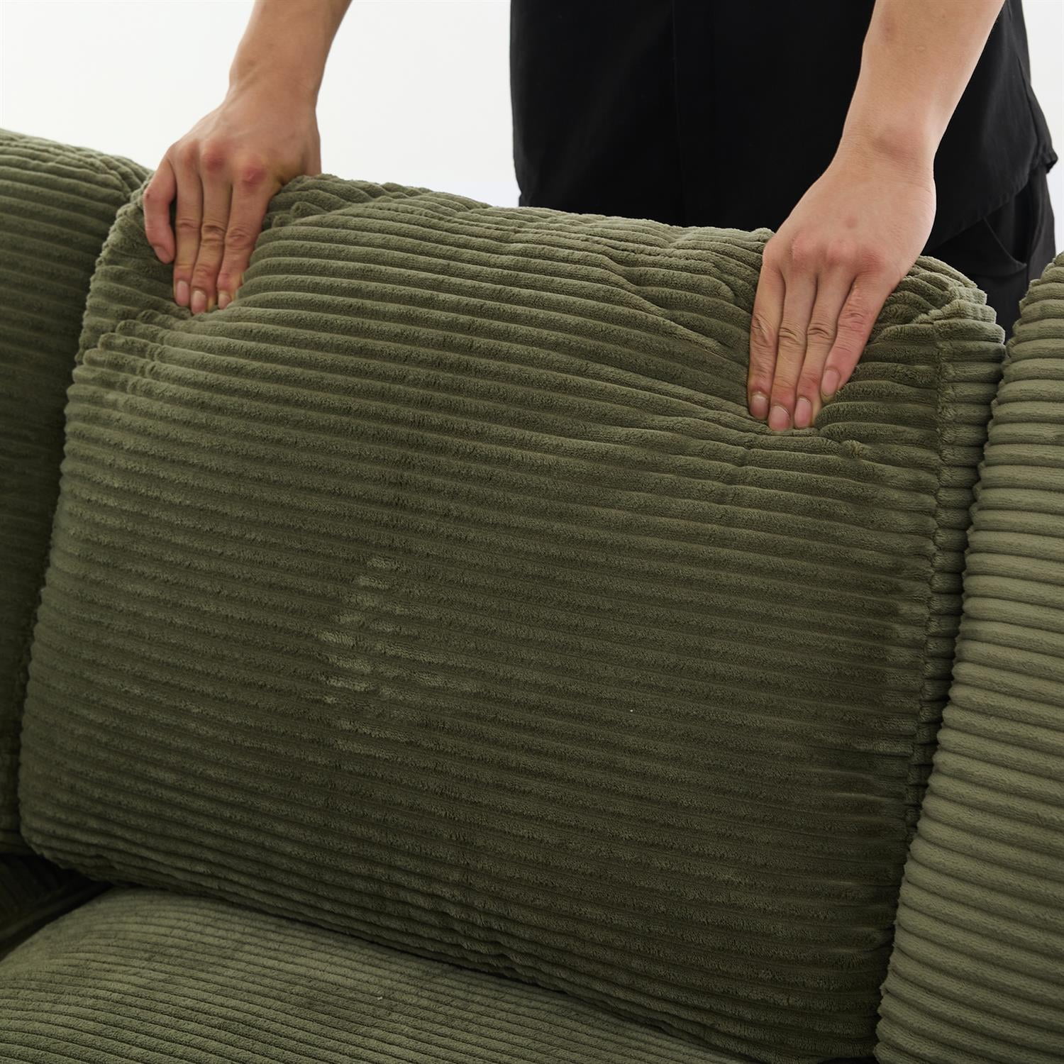 Demi Bonn 99"x69" L-Shape Modular Sectional Sofa Set, Modern Minimalist Upholstered Sleeper Couch for Bedroom & Living Room, No Installation, Green