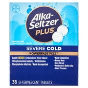 Alka-Seltzer Plus Severe Cold Medicine, Sparkling Original Powerfast Fizz Effervescent Tablets, 36 Count