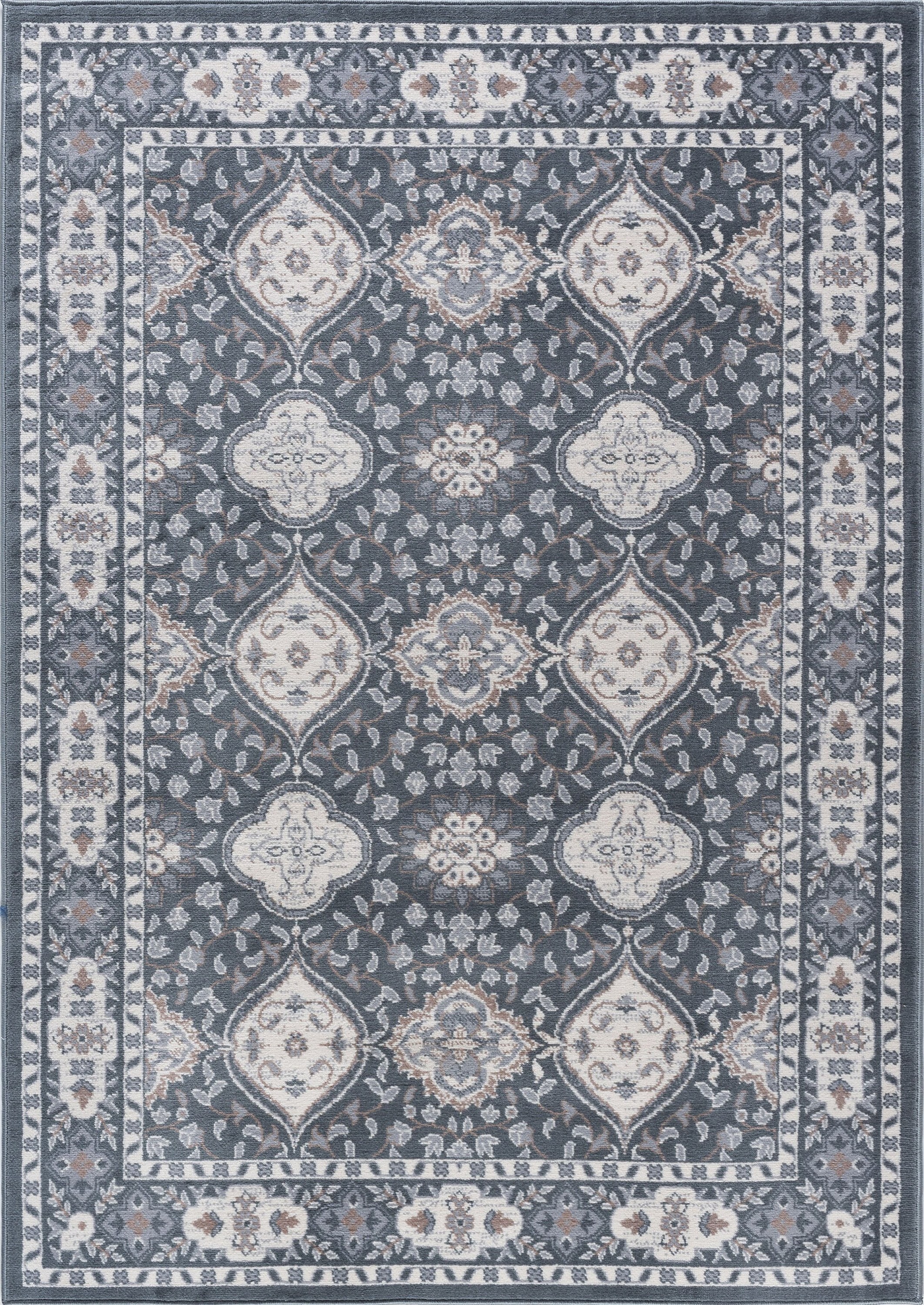 Madison Traditional 5' x 7' Dark Gray and Cream Polypropylene Indoor Area Rug