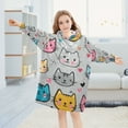 thumbnail image 5 of FORMRS Wearable Blanket Hoodie with Sleeves for Kids Cozy Flannel Sweatshirt, Cute Cat Pattern, 5 of 7