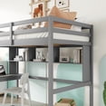 thumbnail image 4 of HSUNNS Twin Loft Bed with Desk, Modern Pine Wood Loft Bed Frame with Stair and Shelf, Bookshelves, Loft Beds Safety Guardrails for Teens and Adults, Grey, 4 of 8