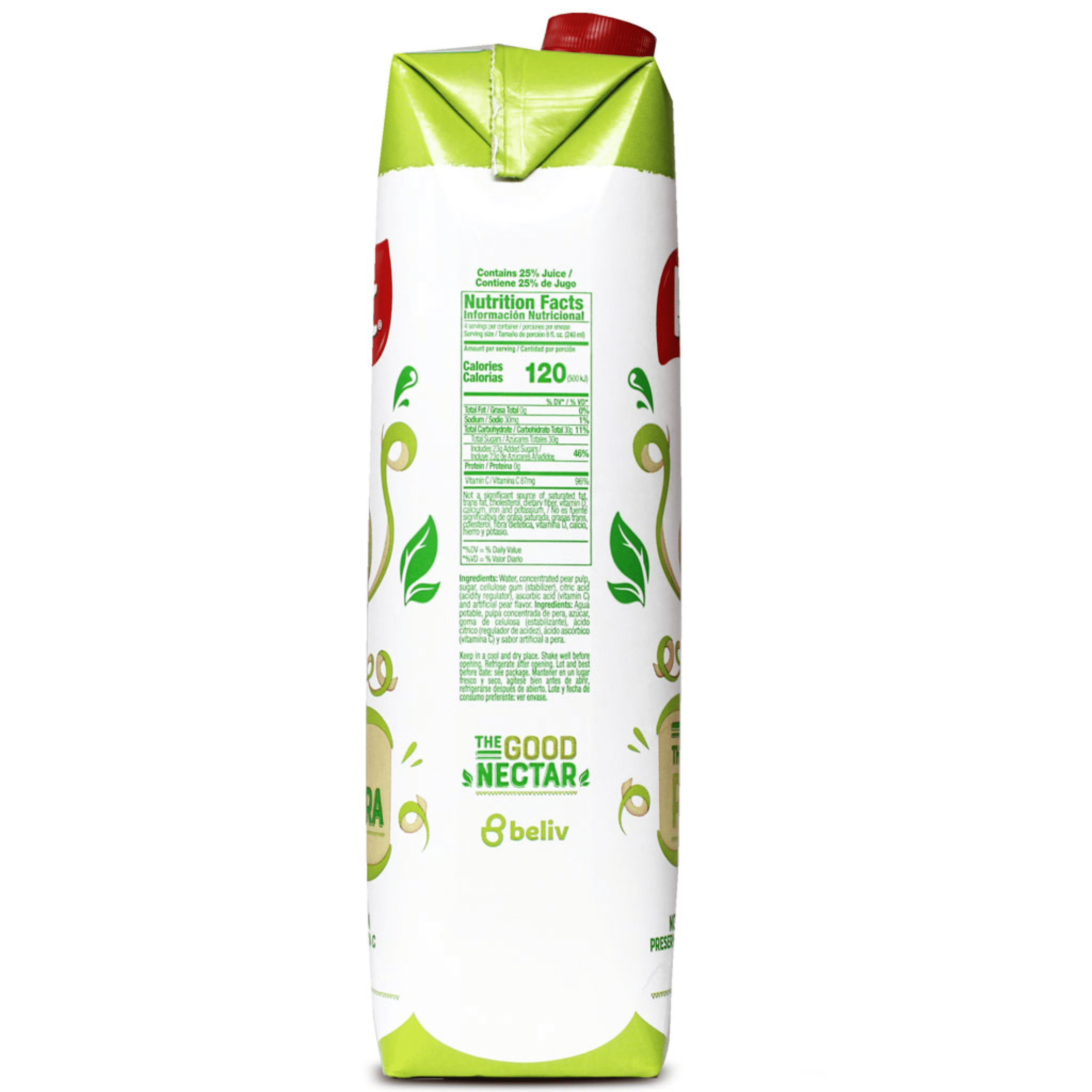 (4 pack) Petit Nectar Pear Juice 1 Liter, Creamy and Smoothy texture