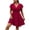 Wine, variant on Lmnyox Plus Size Midi Dress for Women Short Sleeve V Neck Dress Summer Casual High Waist Work Dress