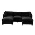 thumbnail image 6 of 96.5" Sectional Couch for Living Room, Upholstered Soft Chenille Fabric Sofa with Storage, 3-Seater with Two Ottomans U Shape Sofa (Black), 6 of 10