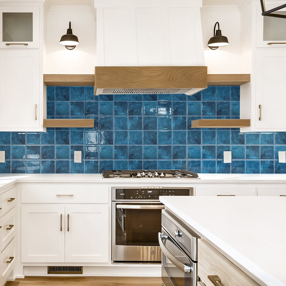 DEWOO Peel and Stick Tile Backsplash, 12”×12”Stick on Backsplash for Kitchen, Self Adhesive Tile Stickers for Kitchen Backsplash and Bathroom(10 Sheets)